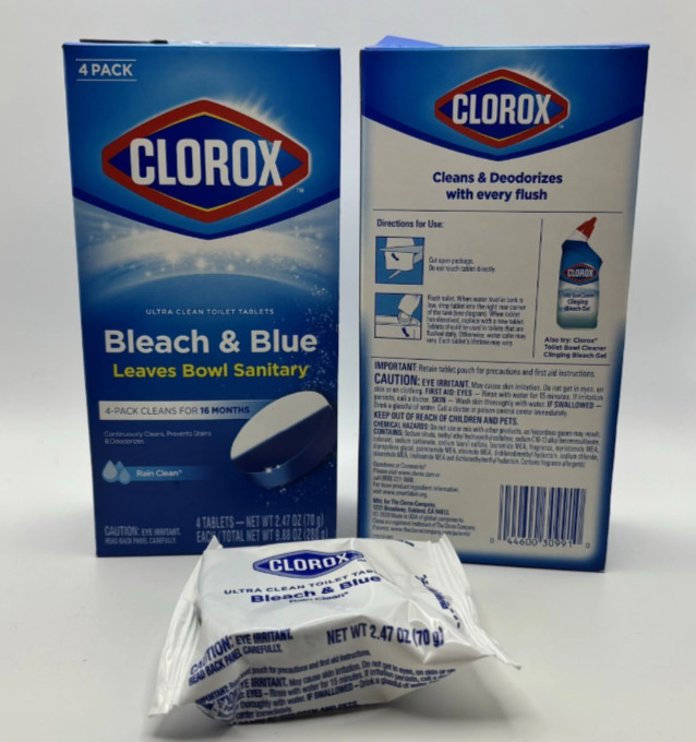 Clorox Ultra Clean Toilet Tablets Bleach & Blue, Rain Clean Scent, 2pk 8 Tablets