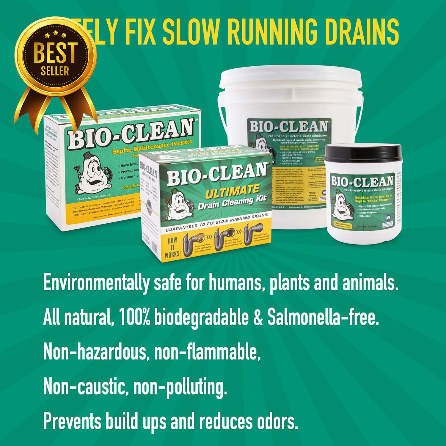 Septic Drain Cleaner Treatment for Grease Traps & Pipes Natural System Cleaner
