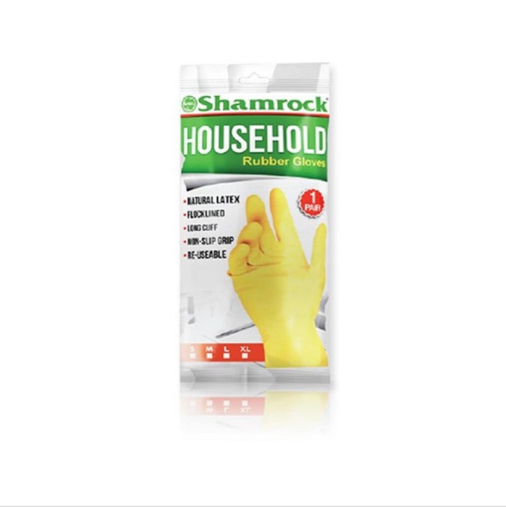 Shamrock Yellow Latex Household Rubber Gloves, Small, 2 pairs