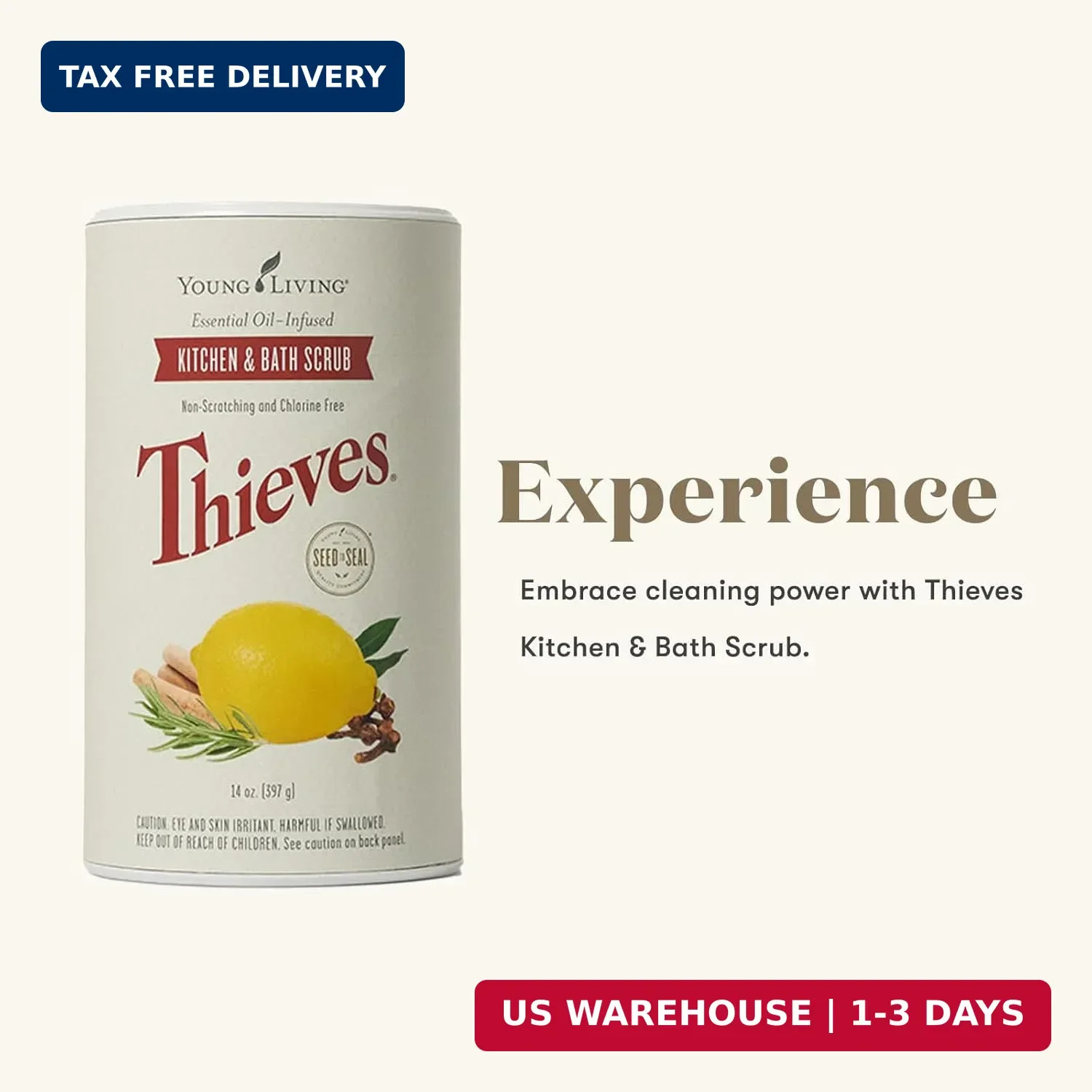 Young Living Thieves Kitchen And Bath Scrub | 14 Oz | Plant-Based Cleaning Formu