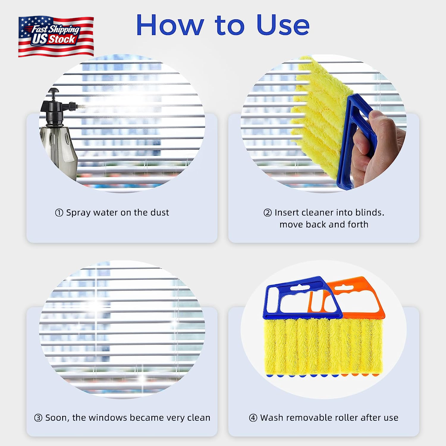 4Pcs Window Venetian Blind Cleaner Duster Tool,Washable 7 Fingers Dusting Cleane
