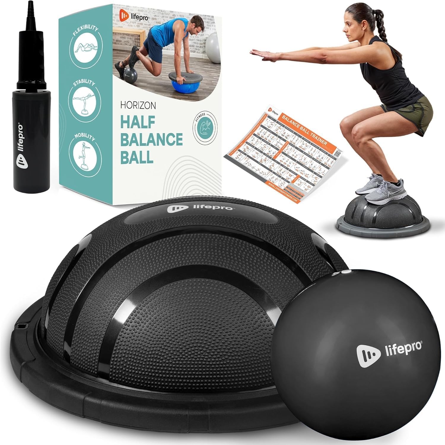 LifePro Horizon Half Balance Ball Trainer with 440 lb Capacity | Stability Bal