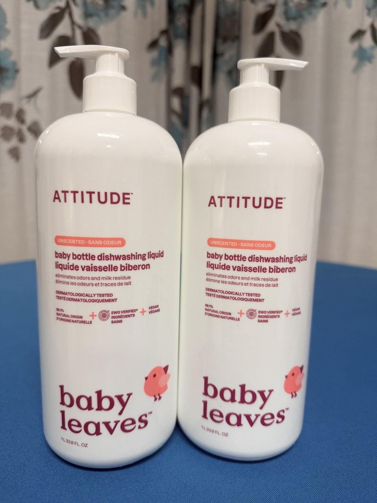 ATTITUDE Baby Bottle Dishwashing Liquid Unscented – 33.8 fl oz / 1 L – X 2
