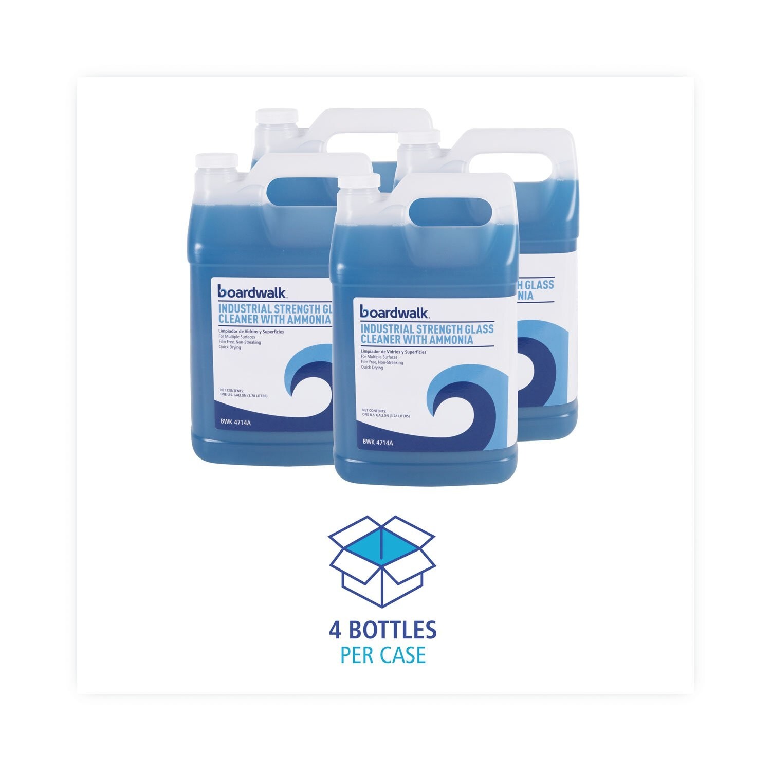 (4 Pack) 1 Gallon Glaas Window Cleaner with Ammonia & Spray Bottles Options