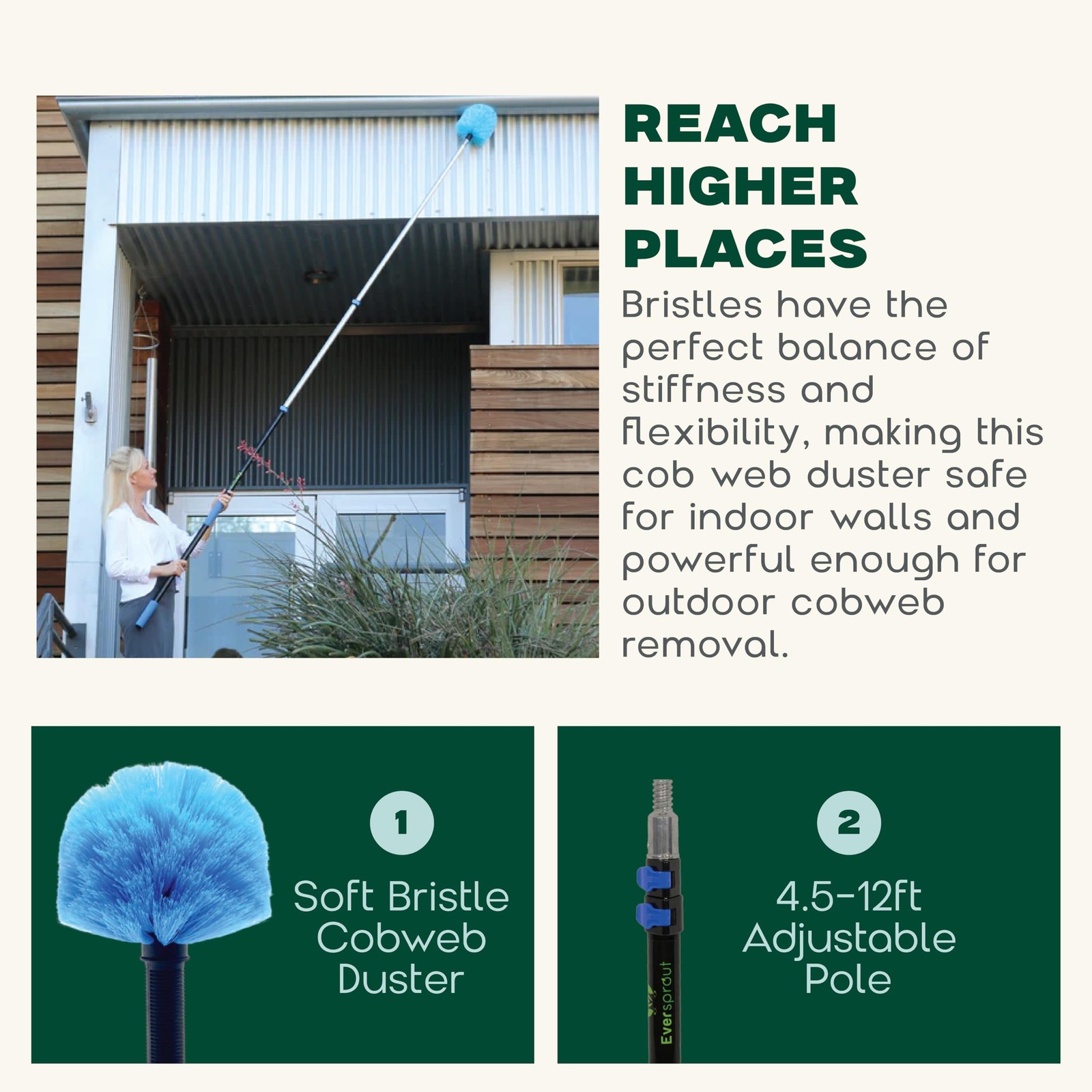 5to12ft Telescoping Durable Duster with Extension Pole – Lightweight 3 Stage …