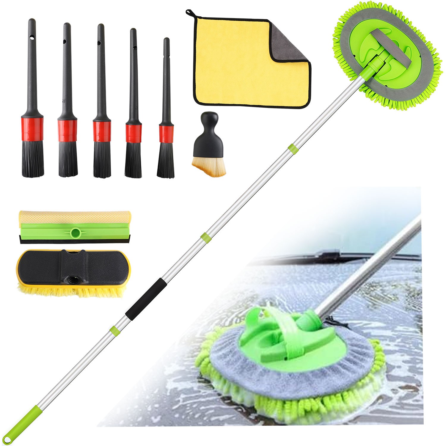 62″ Car Wash Brush with Long Handle, 12PCS for Car RV Truck Boat Wash