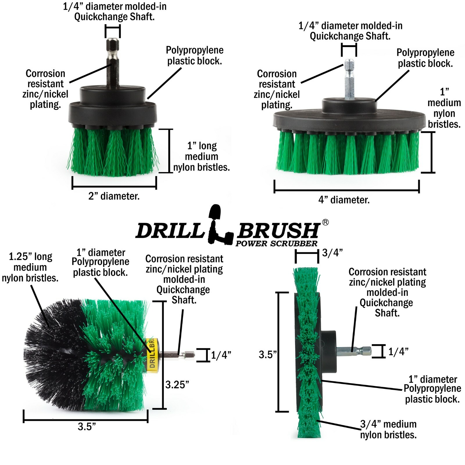Drill Power Kitchen Scrub Brush Kit – Oven Cleaning Drillbrush Attachment