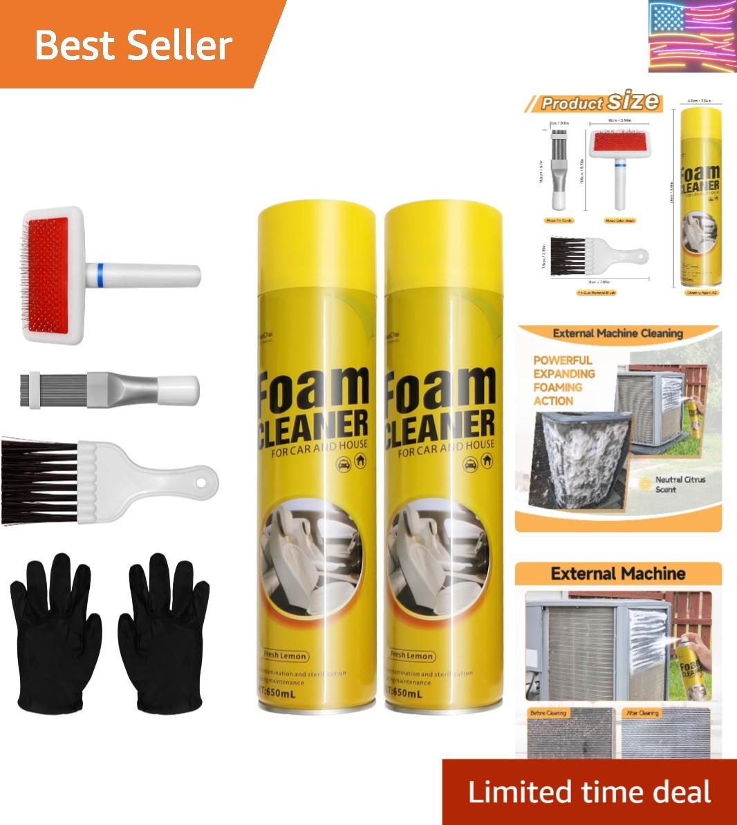 AC Coil Cleaner Kit, Include 2 for Coil Cleaner, 3-Piece Set of Air Condition…