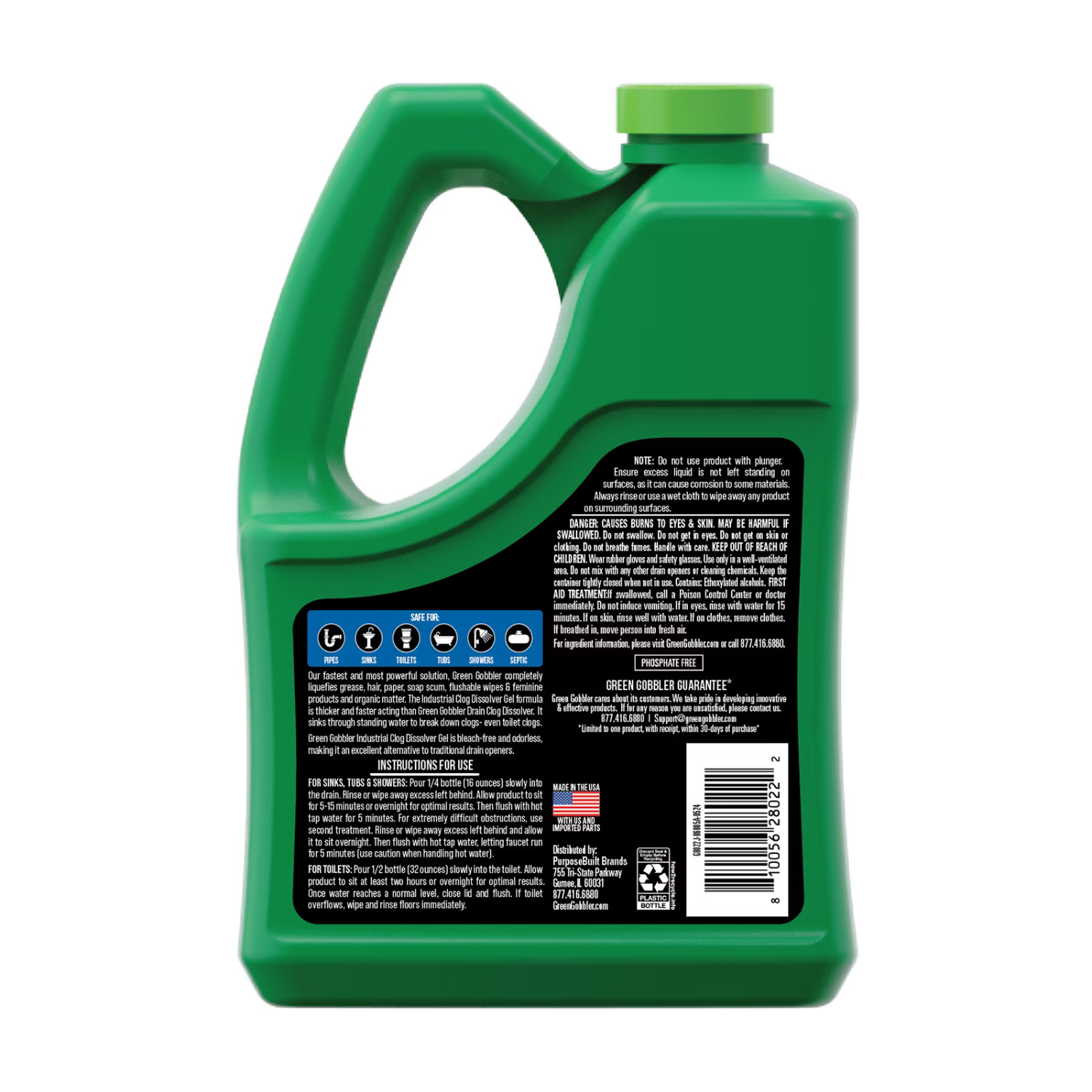 Green Gobbler Industrial Strength Drain Cleaner Gel 64oz, 2 Pack