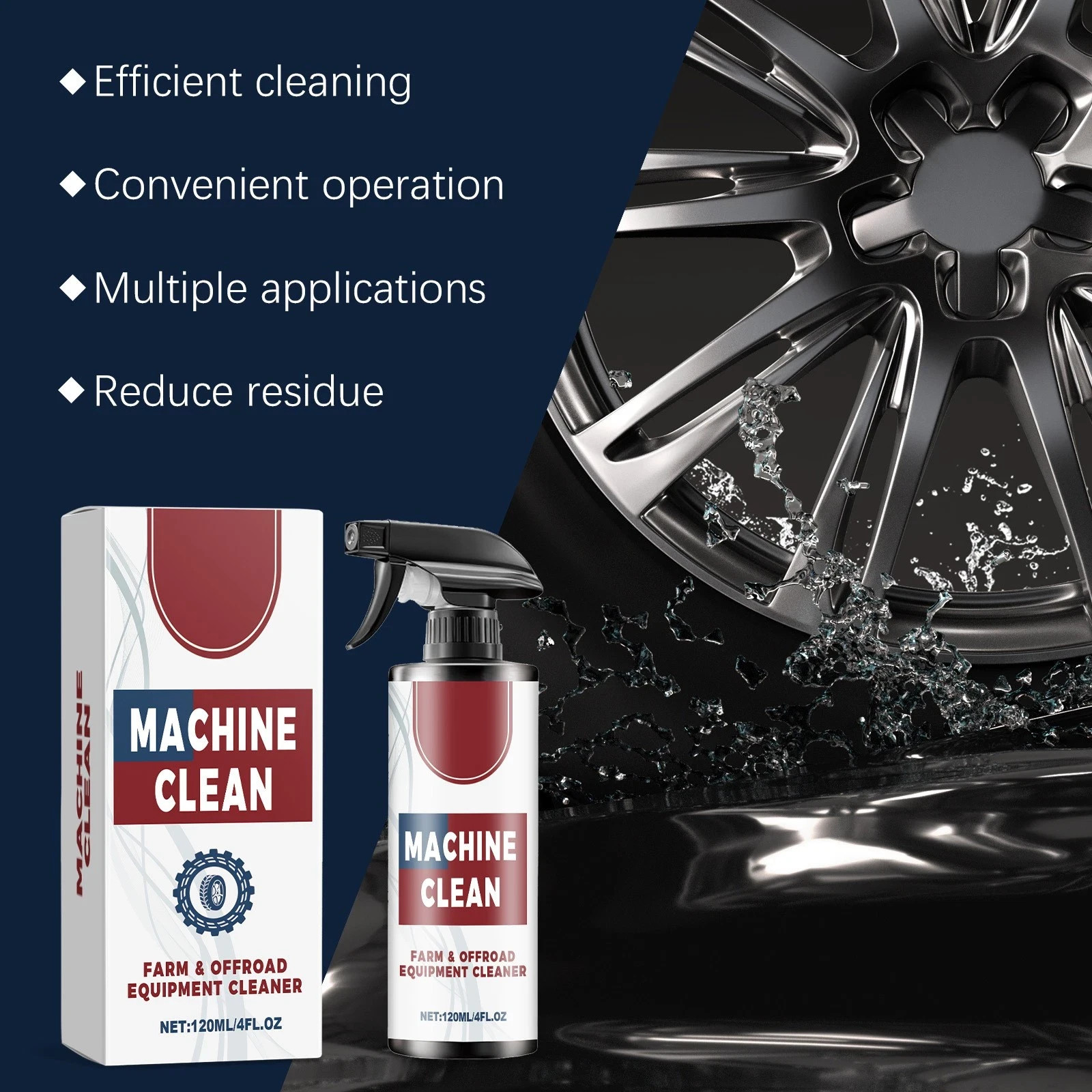 1~3x Heavy-Duty Outdoor All Purpose Cleaner, Machine Clean Spray 120ml