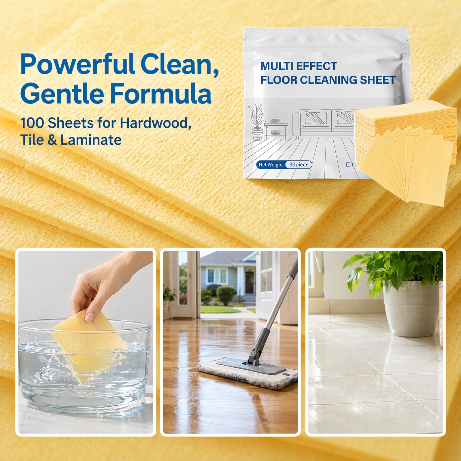 30Pcs Concentrated Floor Cleaning Tablets Multi-Surface Tile Hardwood Laminate