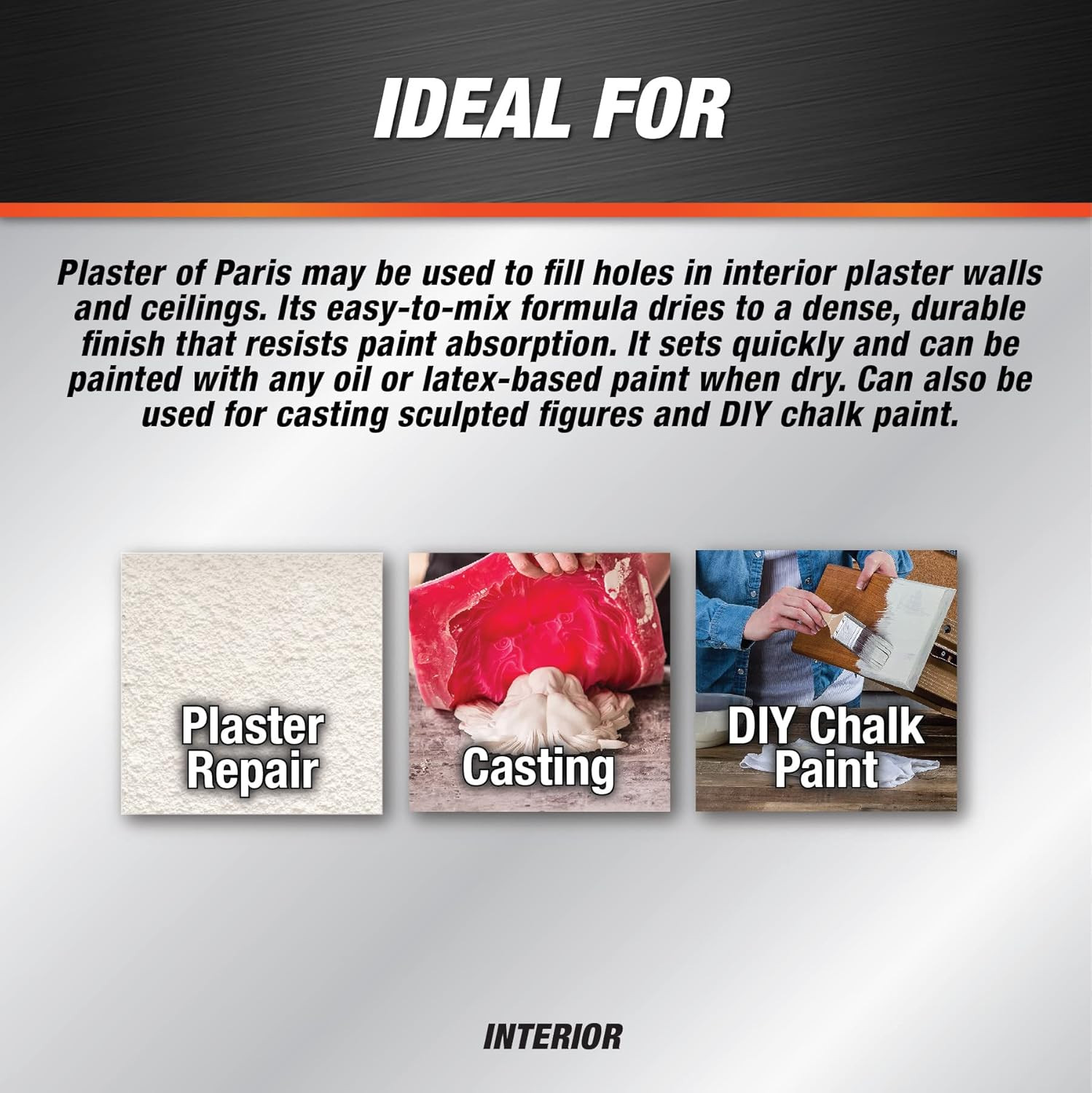 Plaster of Paris (Dry Mix), White, 8 Lb Tub (7079810310)