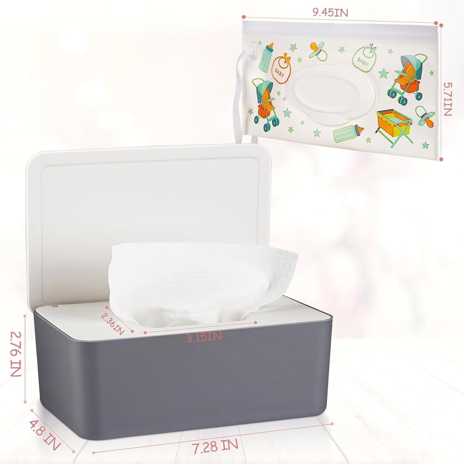 Diaper Wipes Dispenser Wipes Holder, Wipes Tissue Case Keeps Wipes Fresh Tiss…