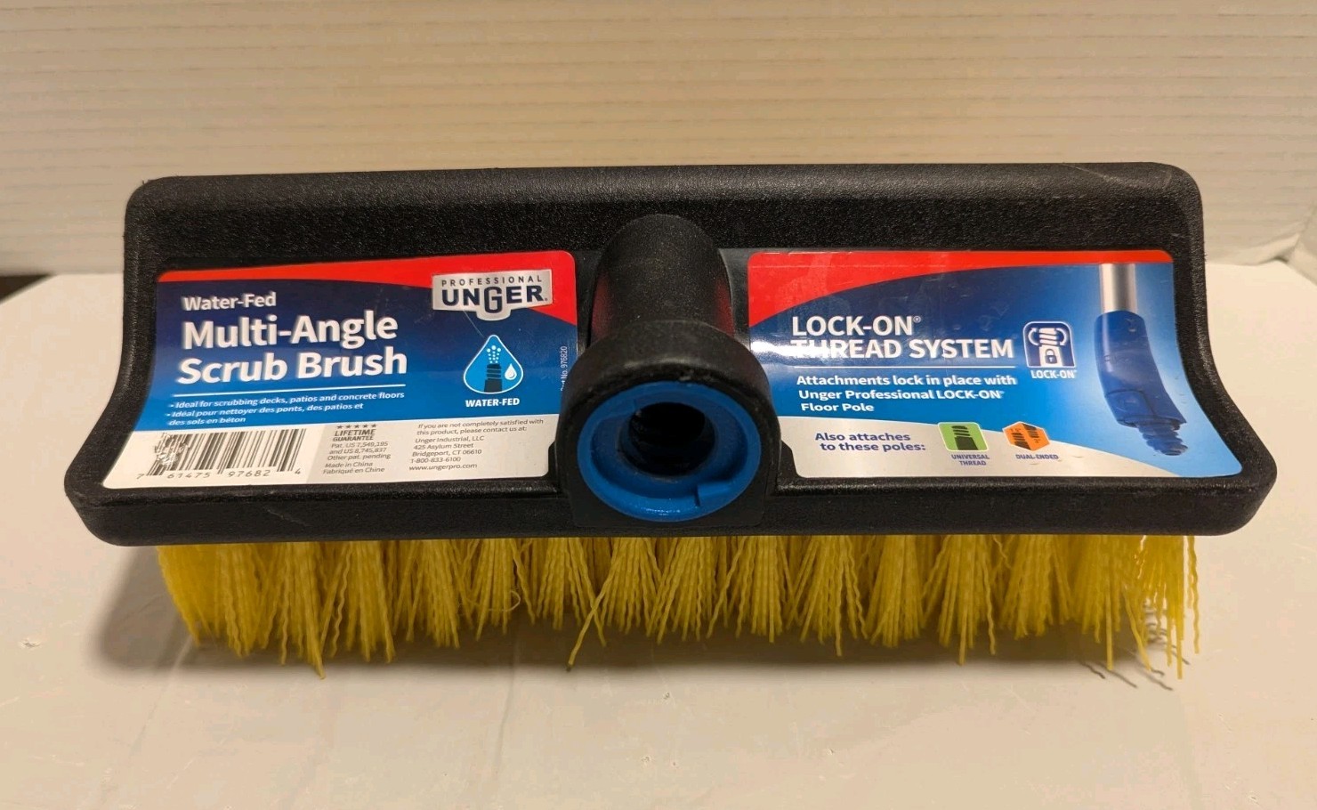 Unger Water-Fed Multi-Angle 10″ Scrub Brush Cleaning Outdoor Deck Scrub/Boat NEW