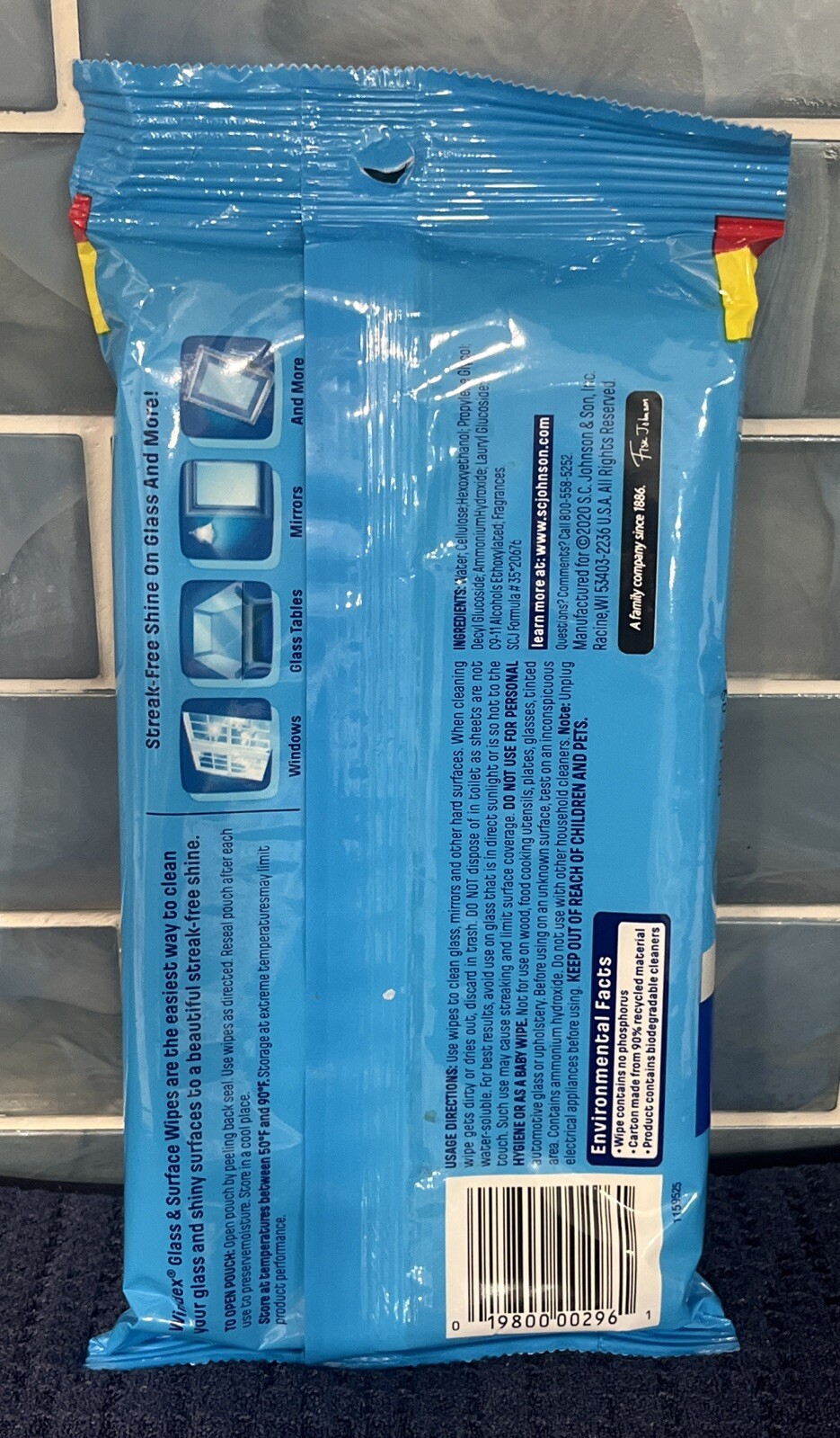 WINDEX Original Glass & Surface Wipes 38 Count Pack Windows Streak Free Shine