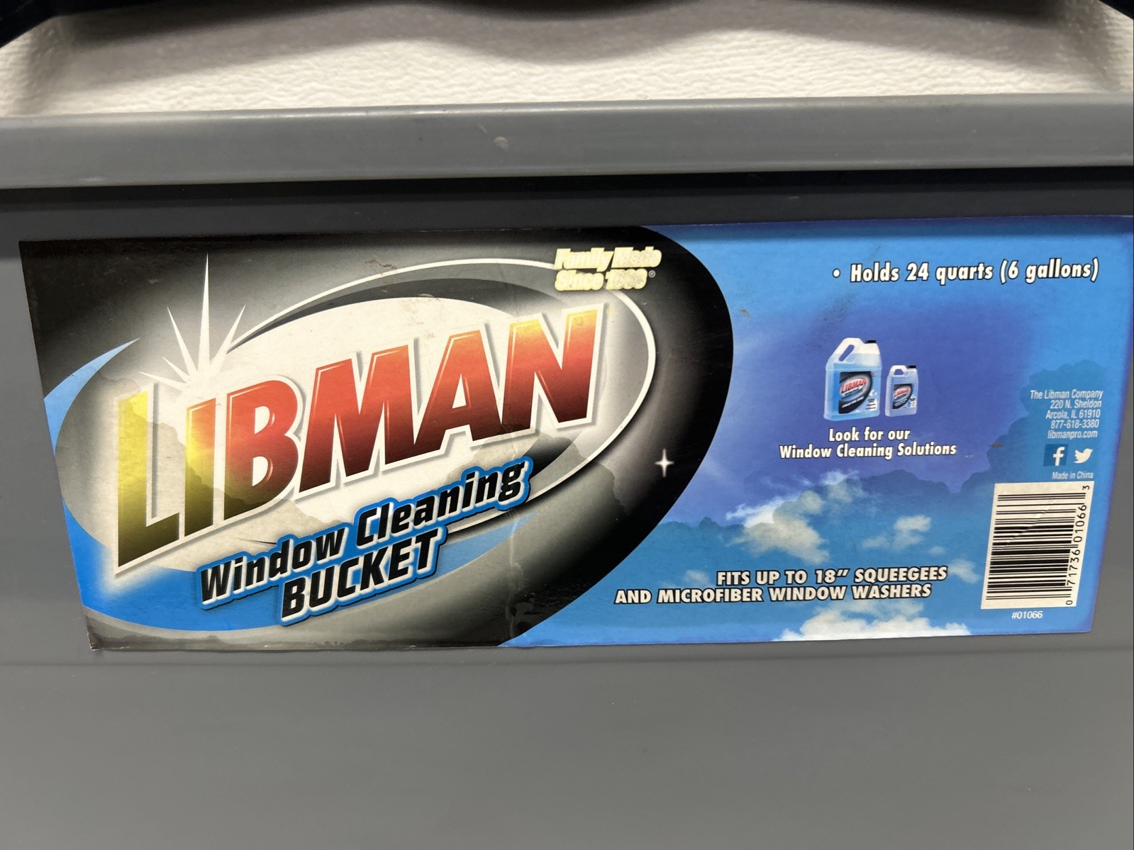 Libman 3.5-Gallon Window Cleaning Mop Bucket Container Grey w/Handle #01066