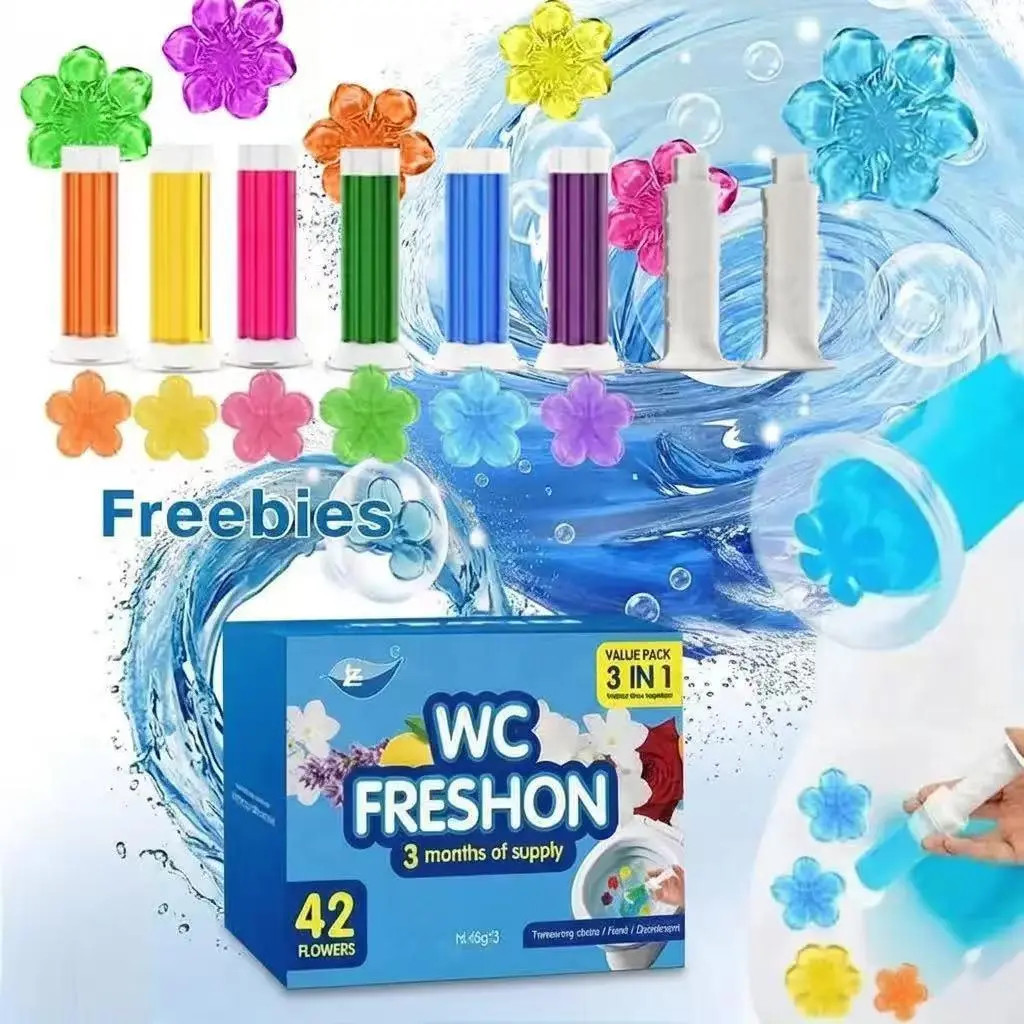 Toilet Gel Stamp Box – 3 Tubes of Deodorizing Flower Scent Freshener