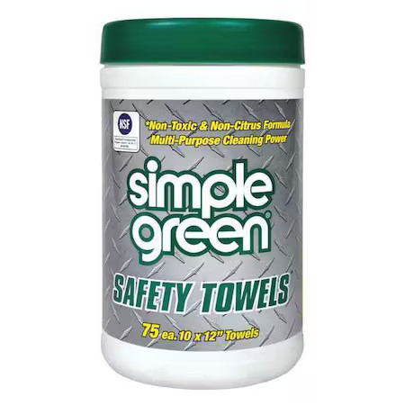 Simple Green 3810000613351 Safety Towel Multipurpose Wipes, 10″ X 12″, 75 Wipes