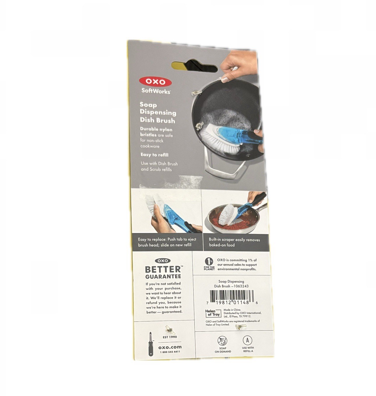 OXO Softworks Soap Dispensing Dish Cleaning Brush W/ A Light Push Of The Button