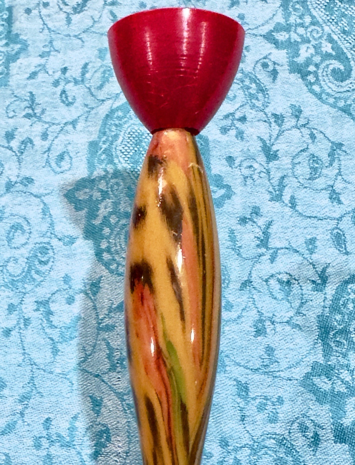 Vigar Dish Wash Standing Brush Vibrant Retro Rose Pattern Orange Red Swirls NWOT
