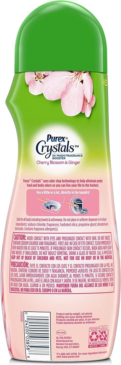 Purex Crystals in-Wash Fragrance and Scent Booster, Cherry Blossom & Ginger 21oz