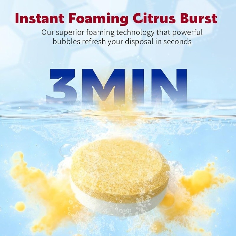 Citrus Disposal Cleaner Tablets Deep Foam Odor Eliminator Eco Friendly New