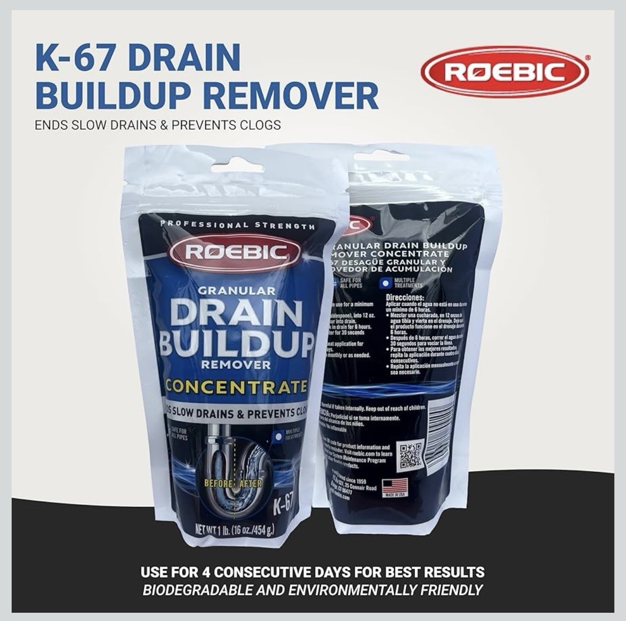 Roebic K-67 16 oz Granular Drain Buildup & Trap Cleaner