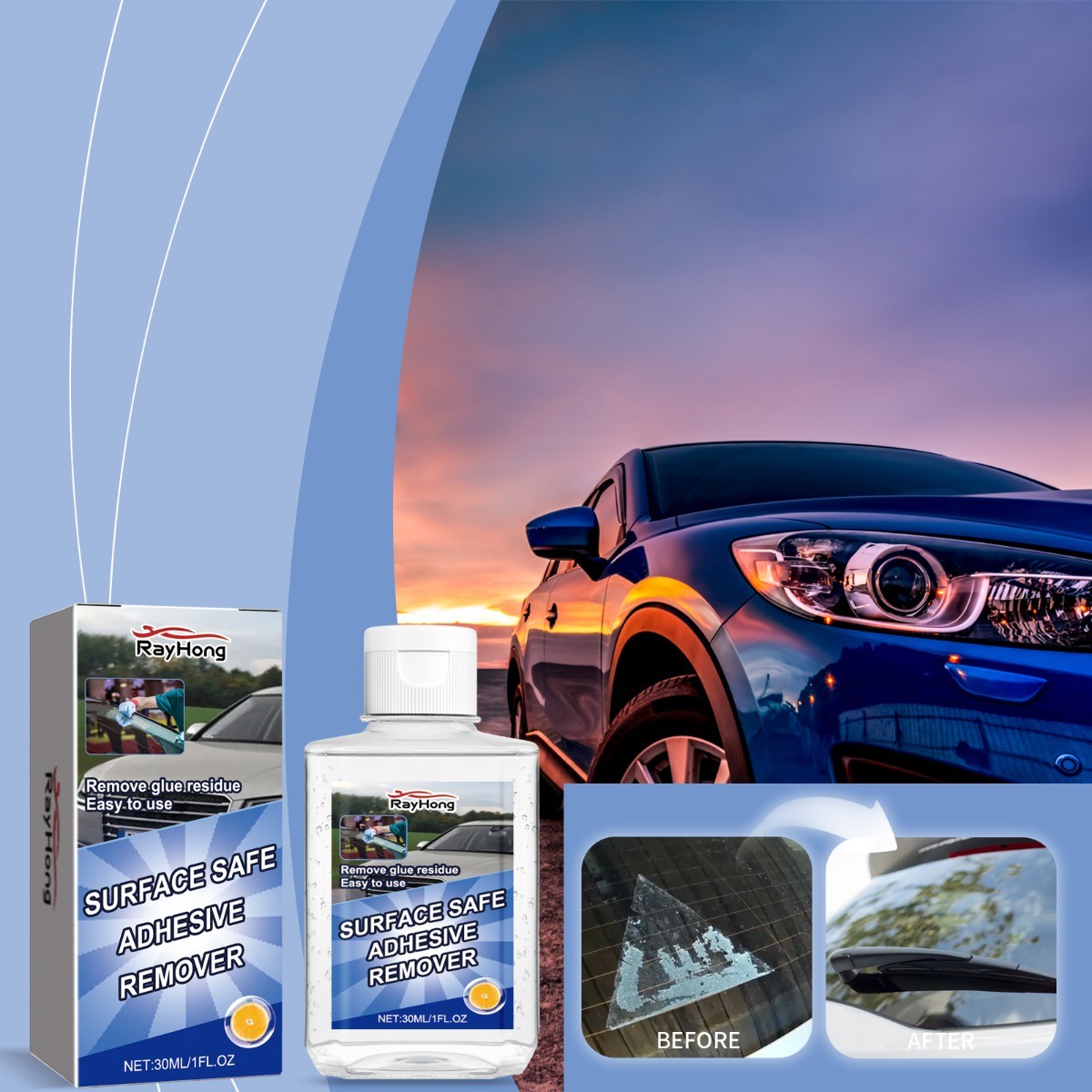 Adhesive Remover for Car Paint Glass Multi-Surface Glue Residue Cleaner