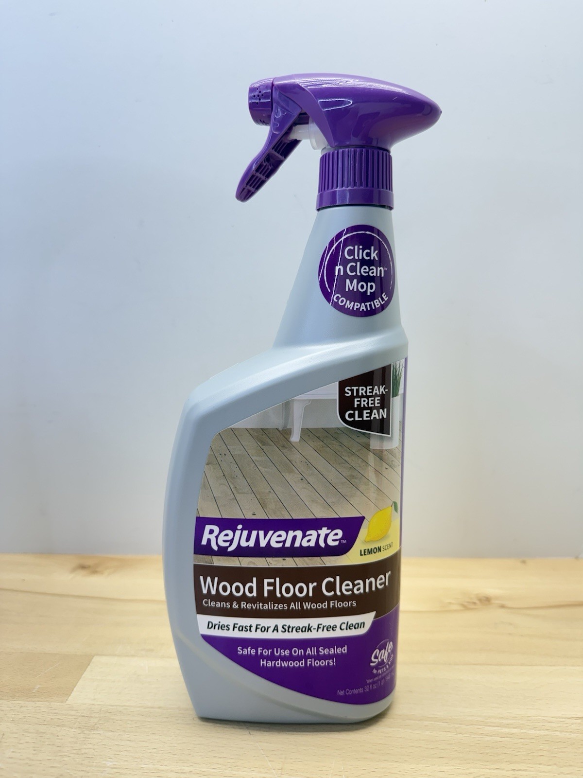 Rejuvenate Wood Floor Cleaner Spray Lemon Scent 32 fl oz Streak-Free Lot Of 2