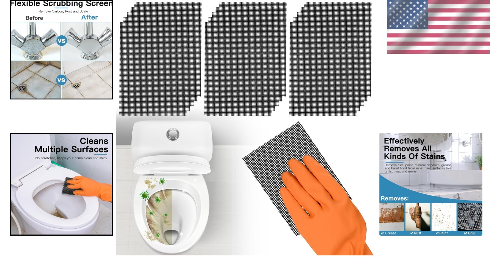 Silicon Carbide Cleaning Mesh Pads – 15 PCS for Hard Water and Rust Removal