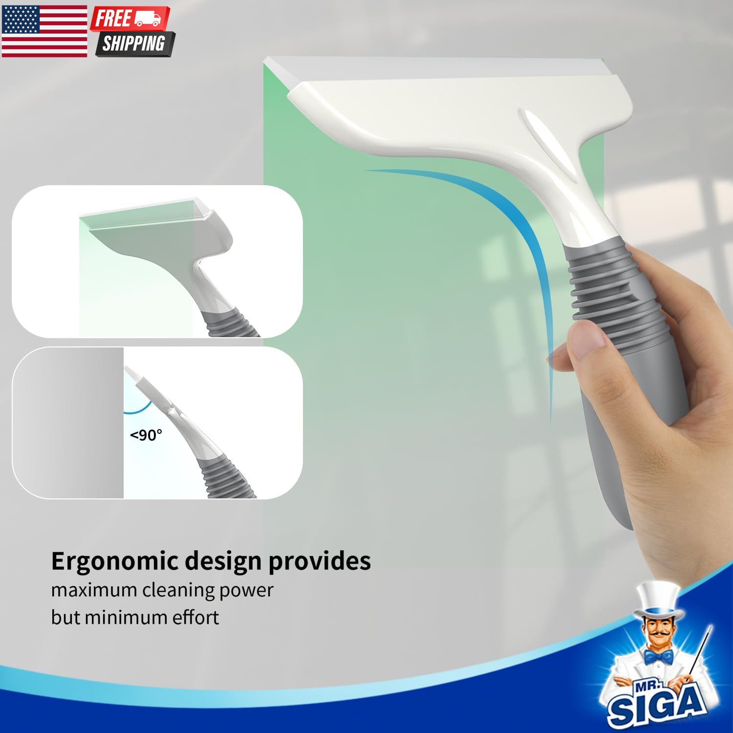 Multi-Purpose Silicon Squeegee for Window, Glass, Shower Door, Car Windshield, H