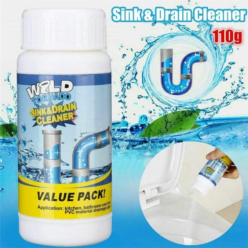 Wild Tornado Powerful Sink & Drain Cleaner Powder – Quick Foaming Super Clean…
