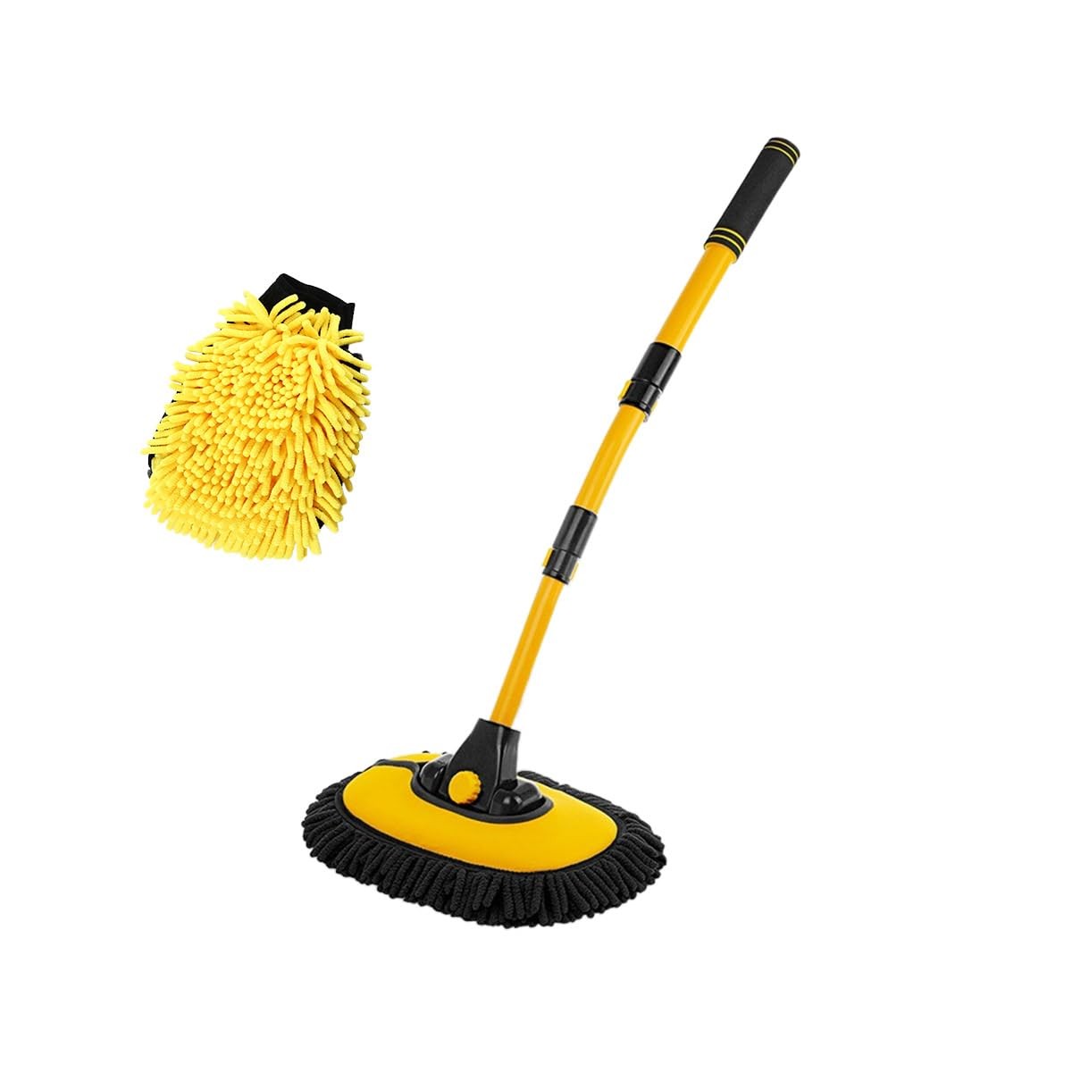 Sylvil Car Wash Brush Kit, 40″ Auto Wash Mop with 15° Curved Extendable Long …