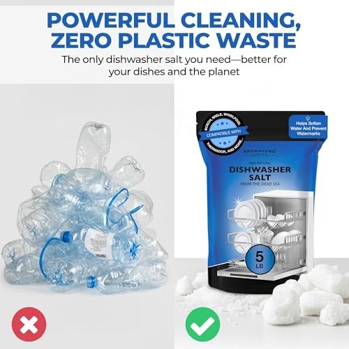 Natural Dishwasher Salt 5 LB – Water Softening Agent for Cleaner Dishes & Washer