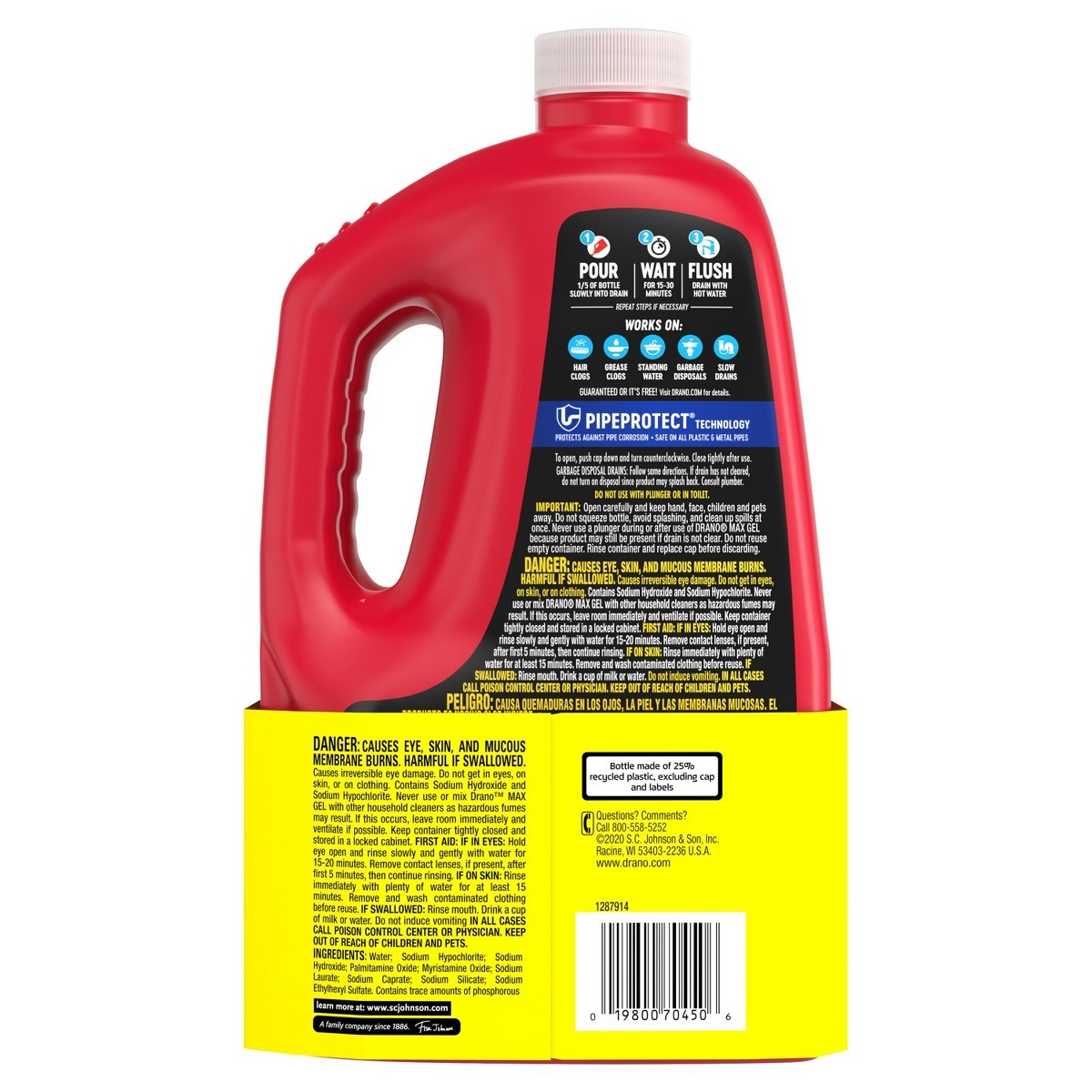 Max Gel Value Size Drain Cleaner and Clog Remover – 80 fl oz/2ct