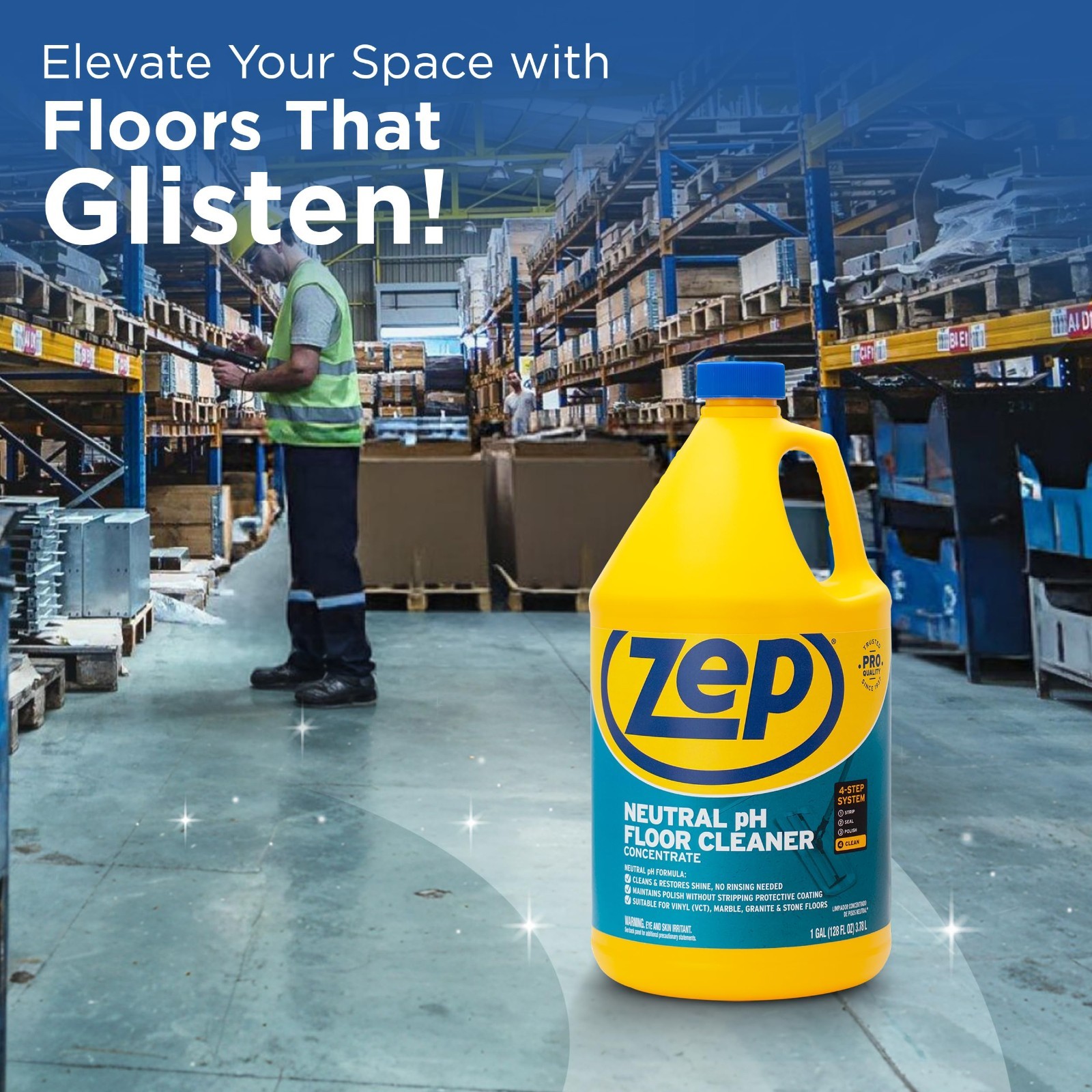 Concentrated pH Neutral Industrial Floor Cleaner – 1 Gallon – All-Purpose Cleane