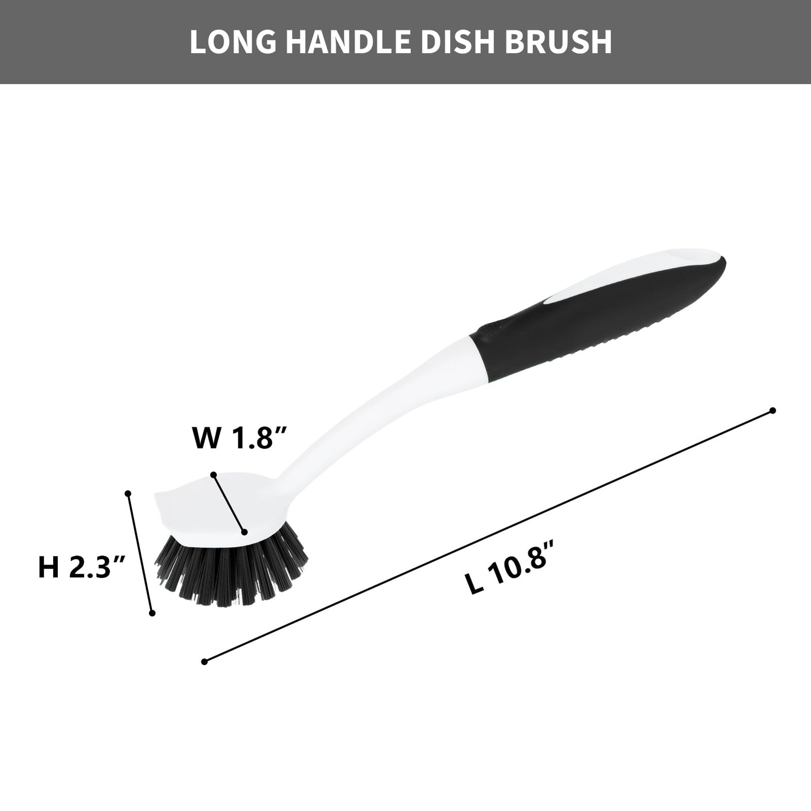 Dish Brush with Handle, 2 Pack Scrub Brushes with Built-in Scraper for Cleani…
