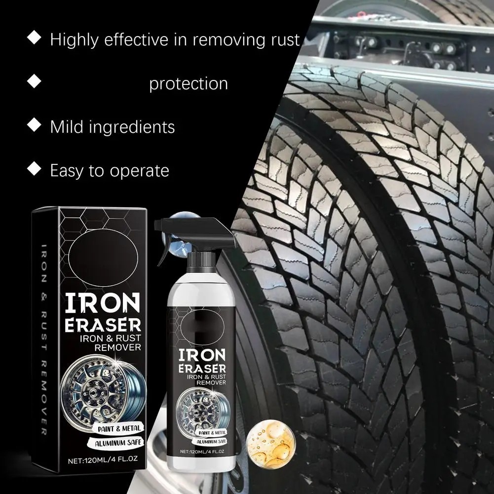 Iron Eraser Rust Remover Spray, Car Wheel Paint Brake Dust Fast Cleaner 120ML US