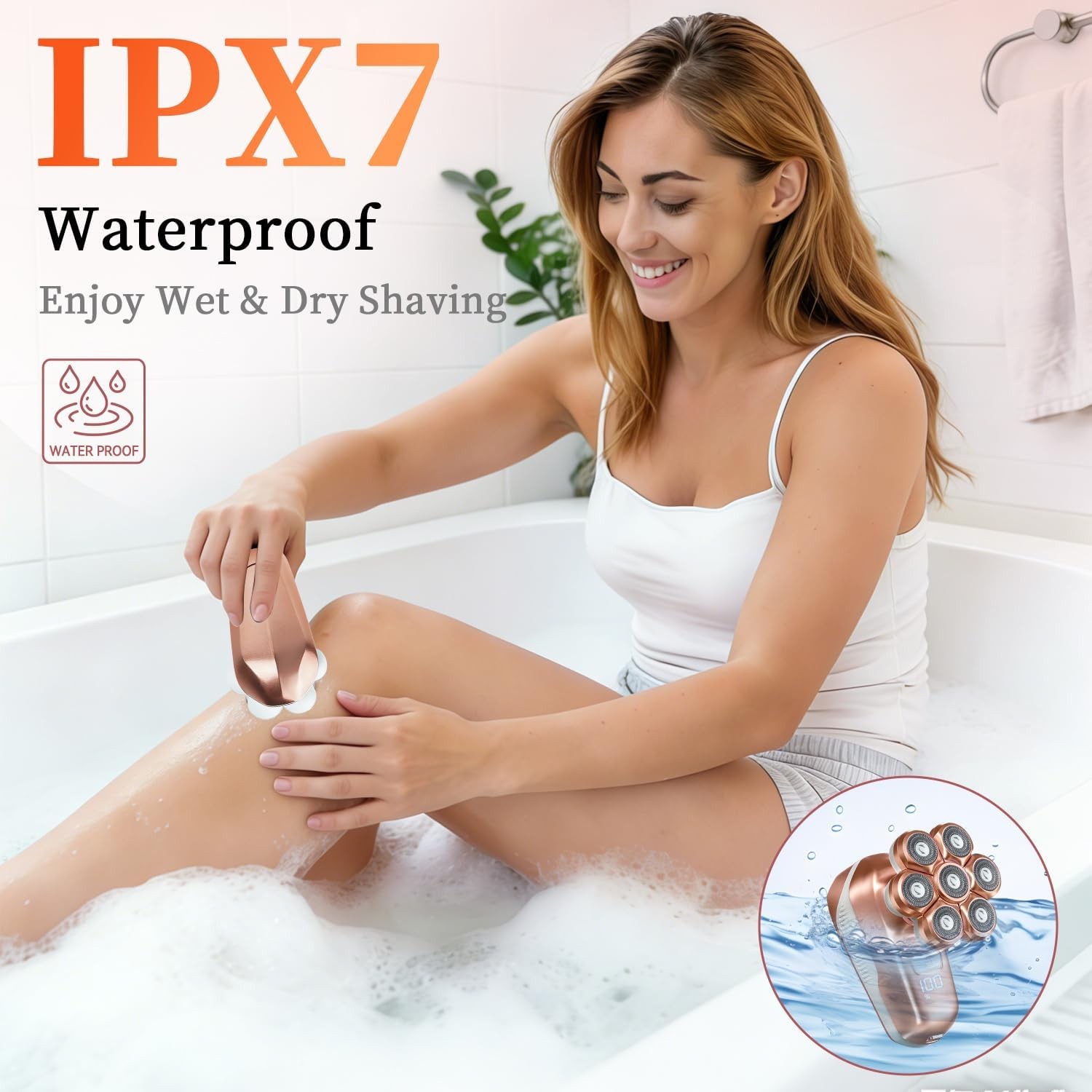 Electric Razors for Women, 5-in-1 Electric Shaver with 7D Magnetic Head, IPX7
