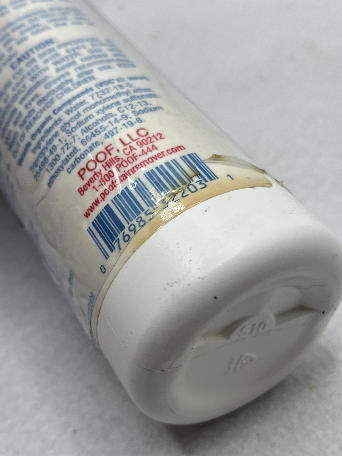 Poof Stain Remover Environmentally Safe Liquid 8oz Open Box