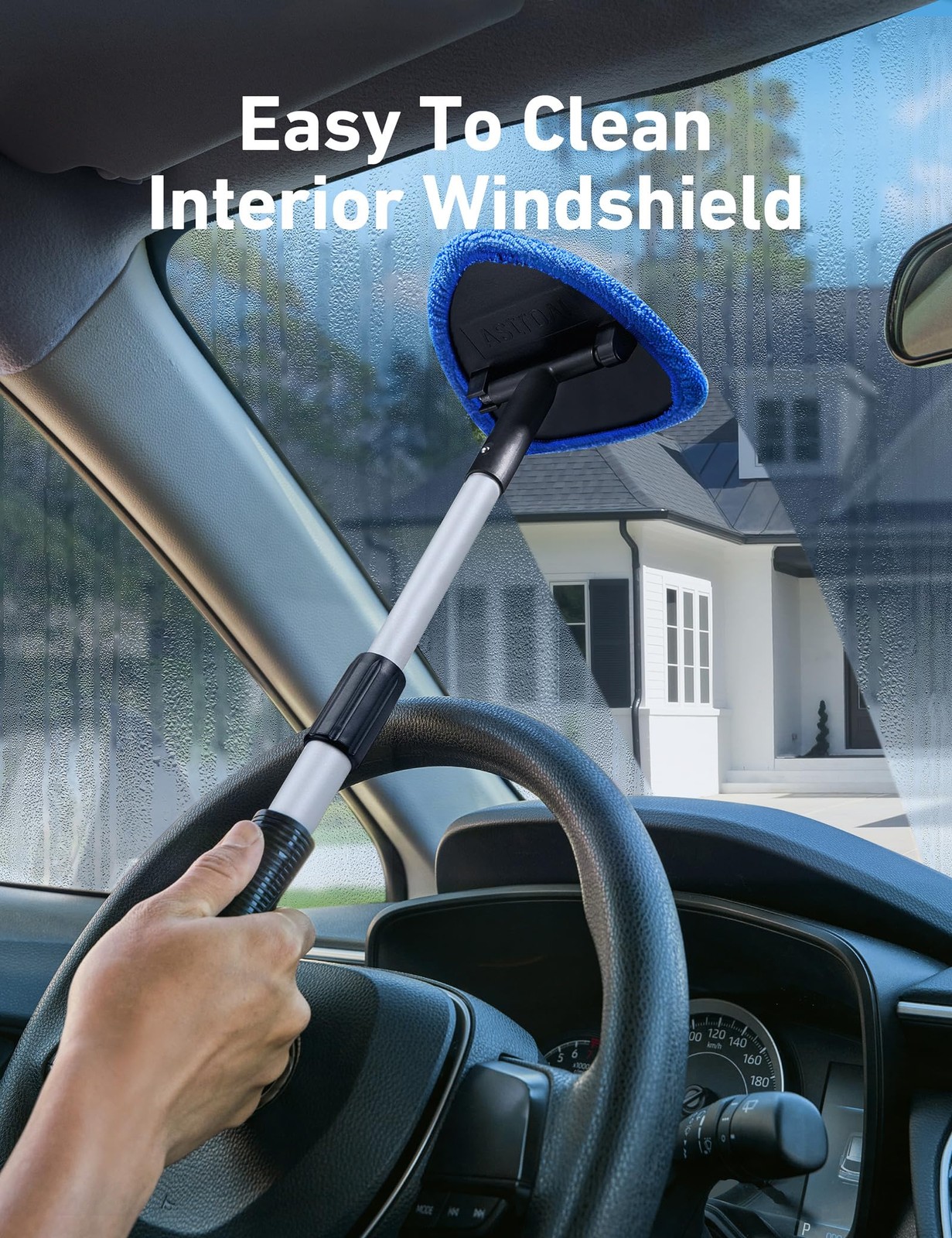 Windshield Cleaner Tool Extendable Handle Microfiber Pads Auto Glass Wiper Brush