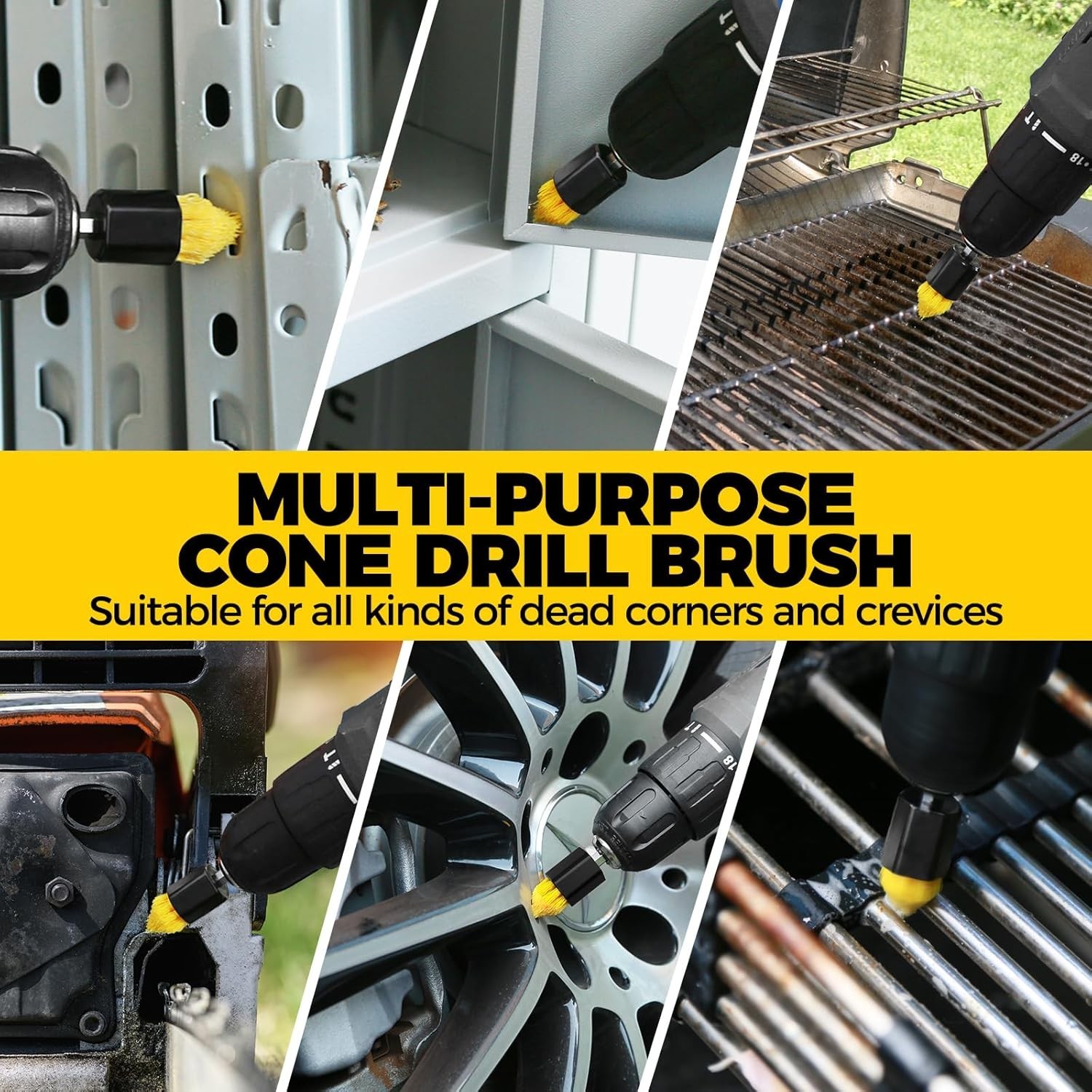Time-Saving Multi-Purpose Drill Brush Set for Bathroom and Kitchen Scrubbing