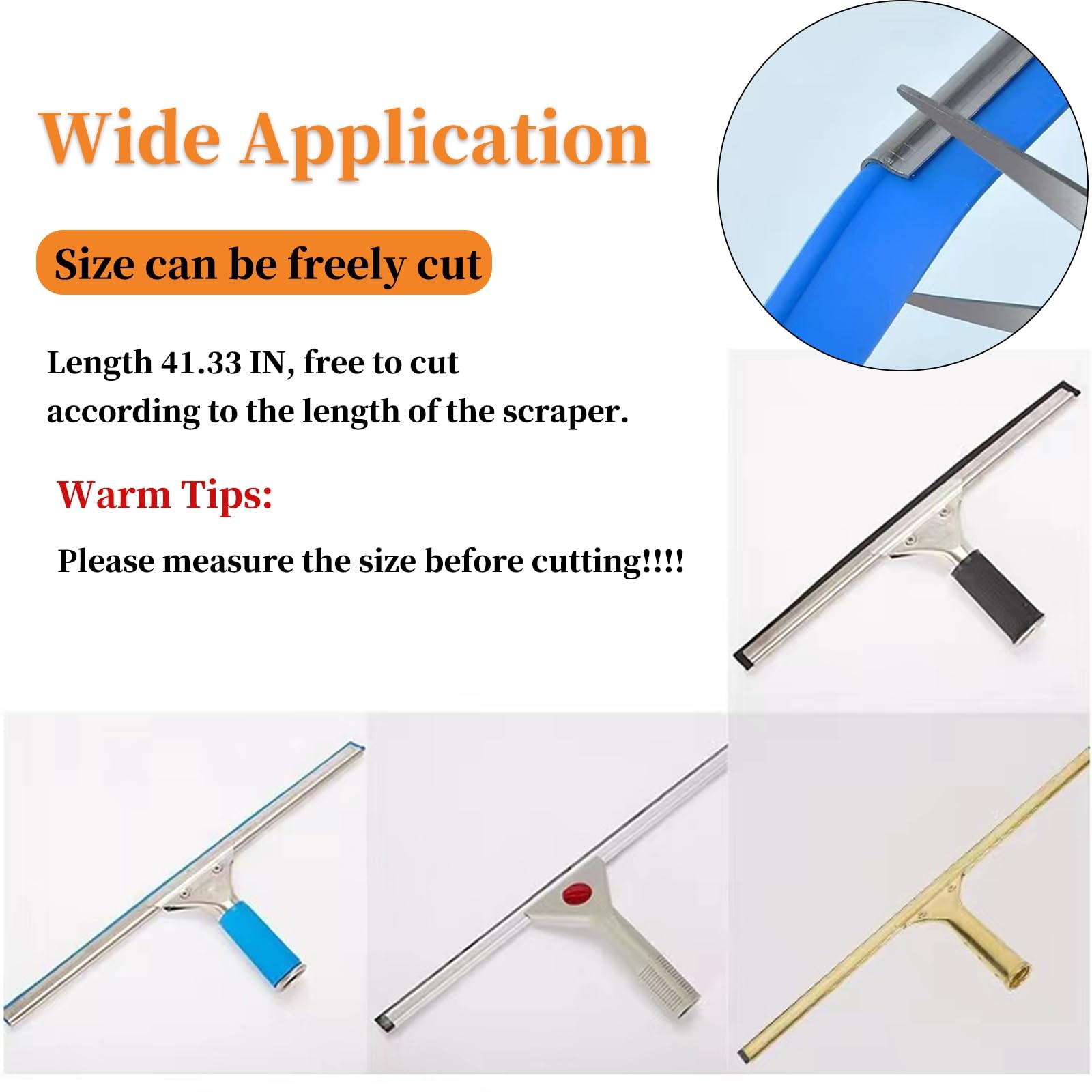 2 Pack 41 Inch Squeegee Replacement Rubber Blade for Window Glass Shower Doors