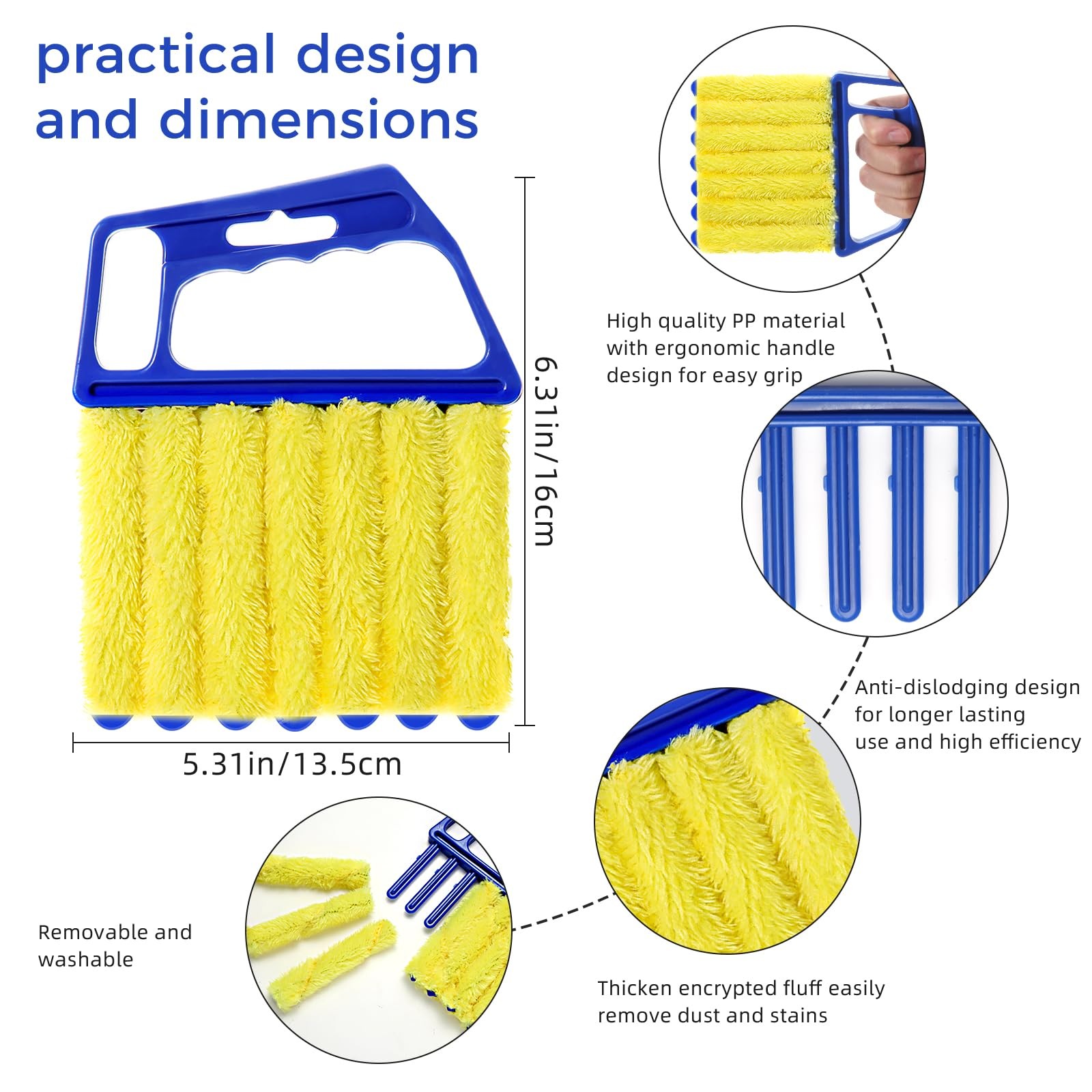 4Pcs Window Venetian Blind Cleaner Duster Tool,Washable 7 Fingers Dusting Cle…