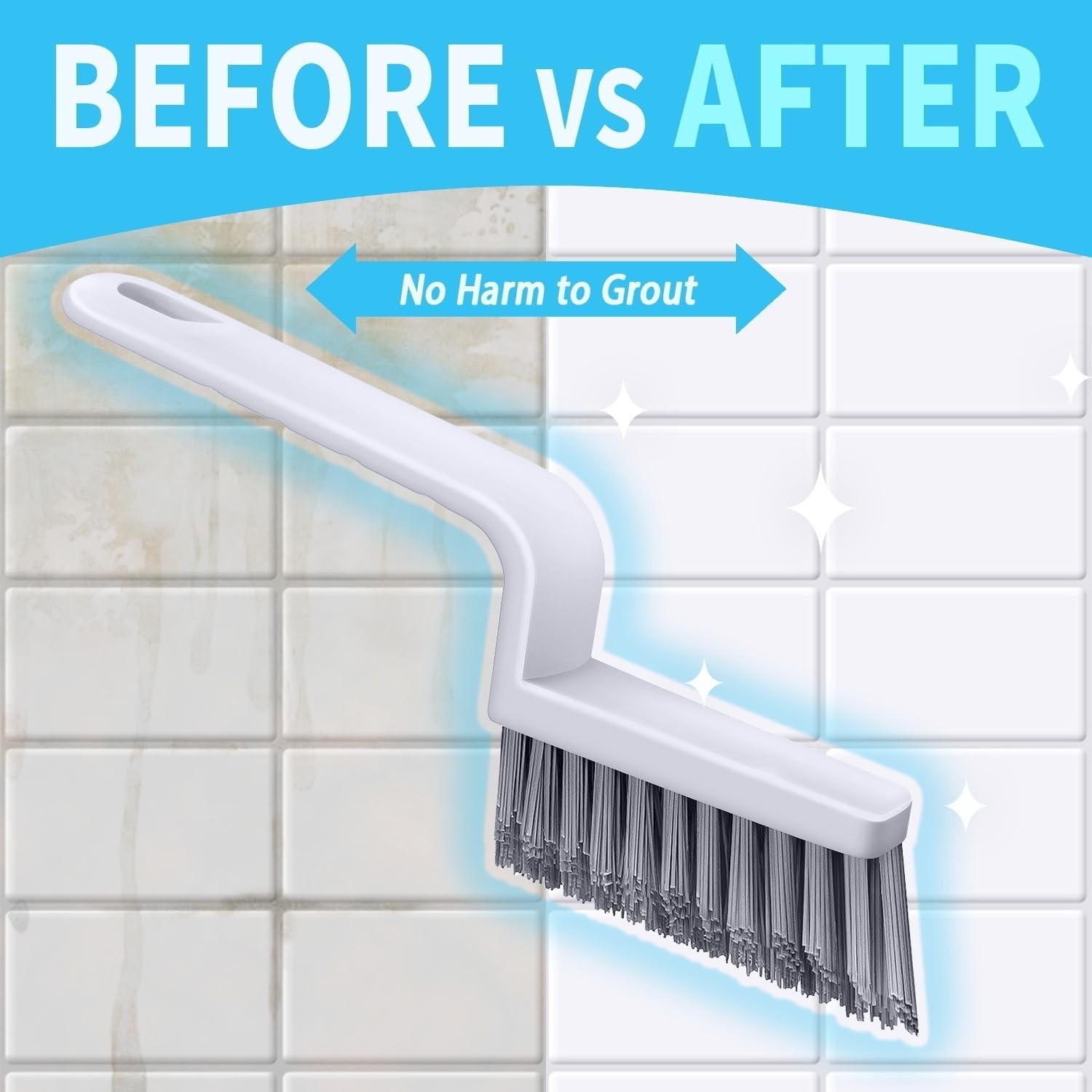 V-Shape Grout Cleaner Brush Set, Stiff Bristle Grout Scrub Brushes for Tile Floo