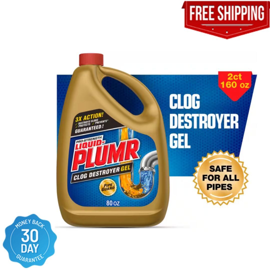 Liquid Plumr Pro Clog Destroyer Gel Drain Cleaner with Pipeguard (2-Pack) 160oz.