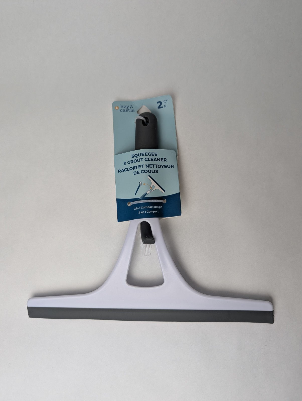 Key & Castle 2 In 1 Squeegee Built in Grout Brush for Window Shower Or Car