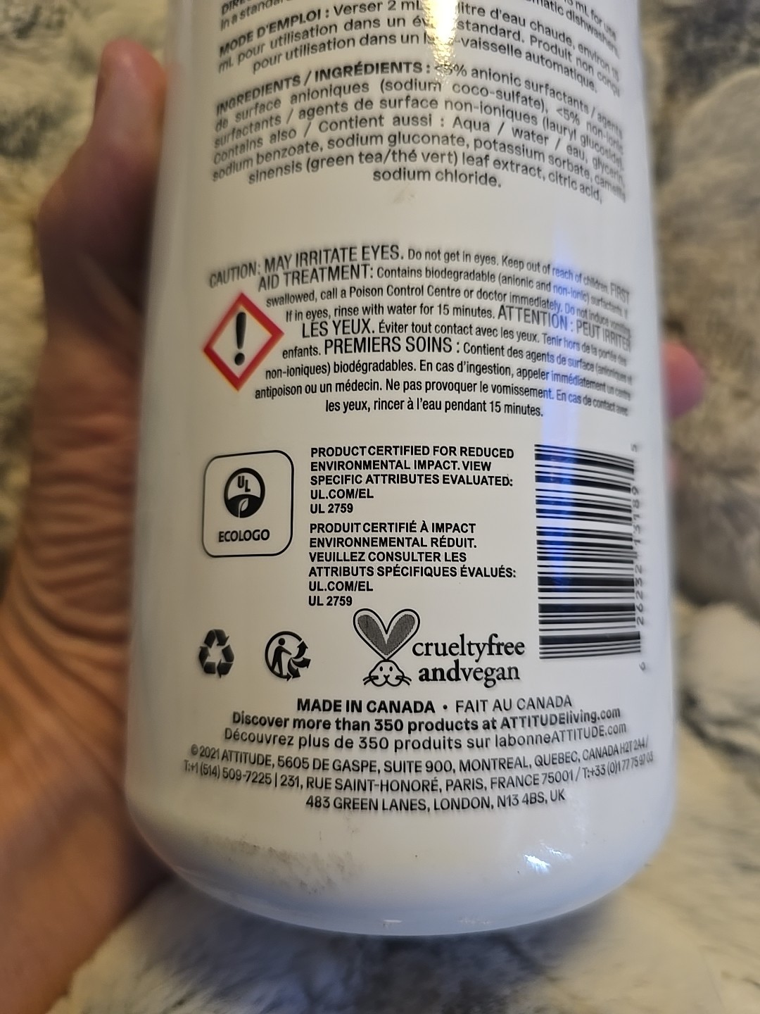 ATTITUDE NATURE TECHNOLOGY BABY BOTTLE & DISHWASHING LIQUID UNSCENTED 33.8 FL OZ