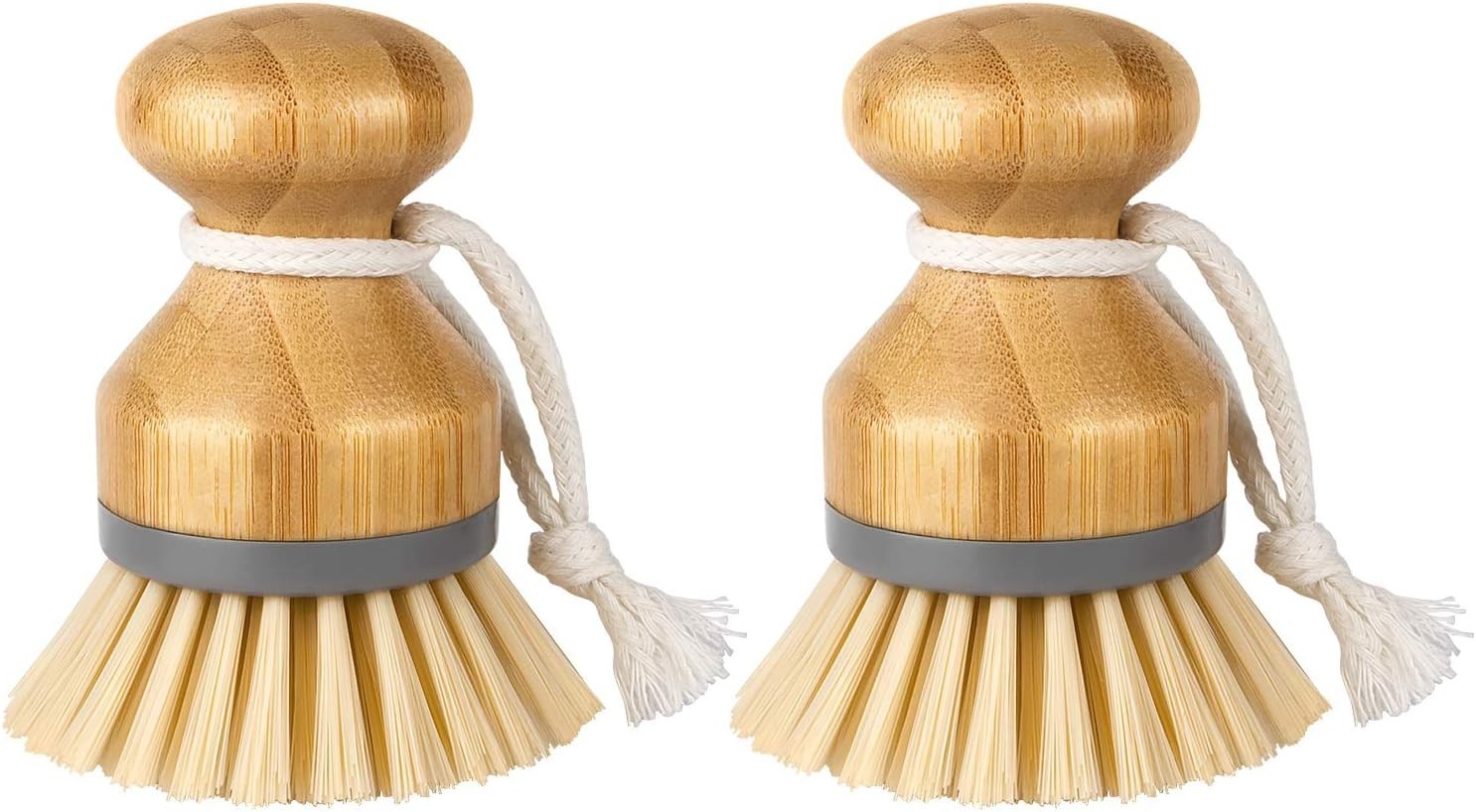 Bamboo Palm Brush, Scrub Brush for Dishes Pots Pans Kitchen Sink Cleaning, Pa…