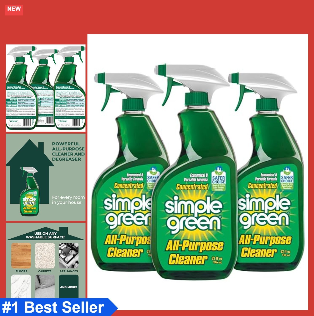 All Purpose Cleaner Concentrated Degreaser 96 Ounce Pack of 3 for Counters